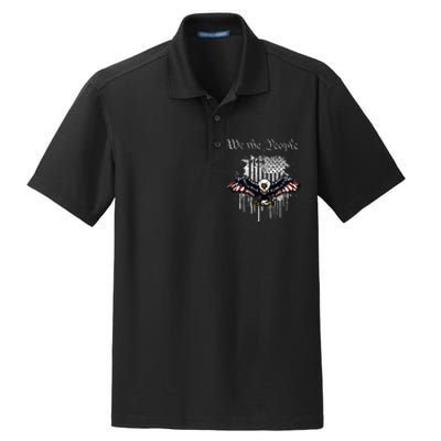 We The People Patriotic Eagle American Flag 4th July Dry Zone Grid Polo