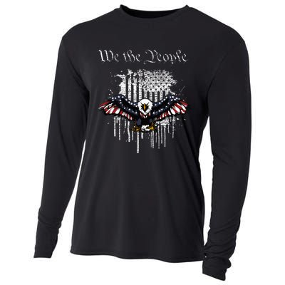 We The People Patriotic Eagle American Flag 4th July Cooling Performance Long Sleeve Crew