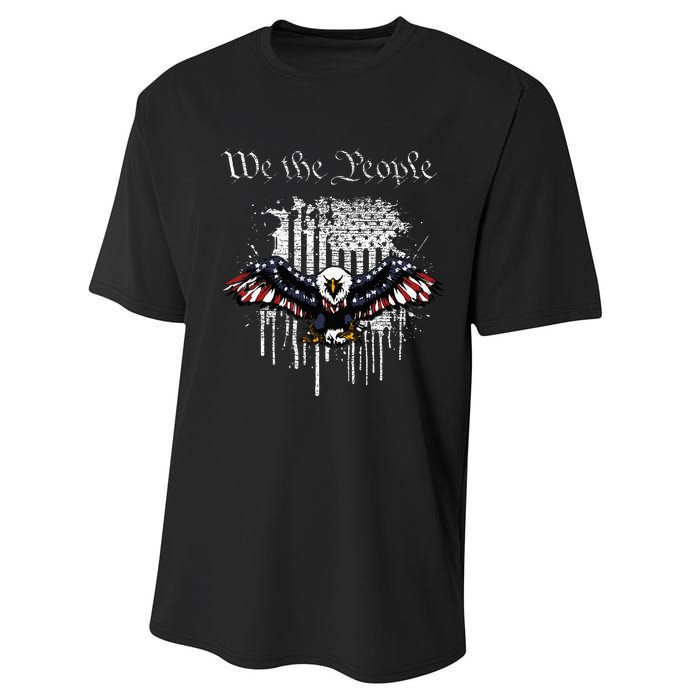 We The People Patriotic Eagle American Flag 4th July Performance Sprint T-Shirt