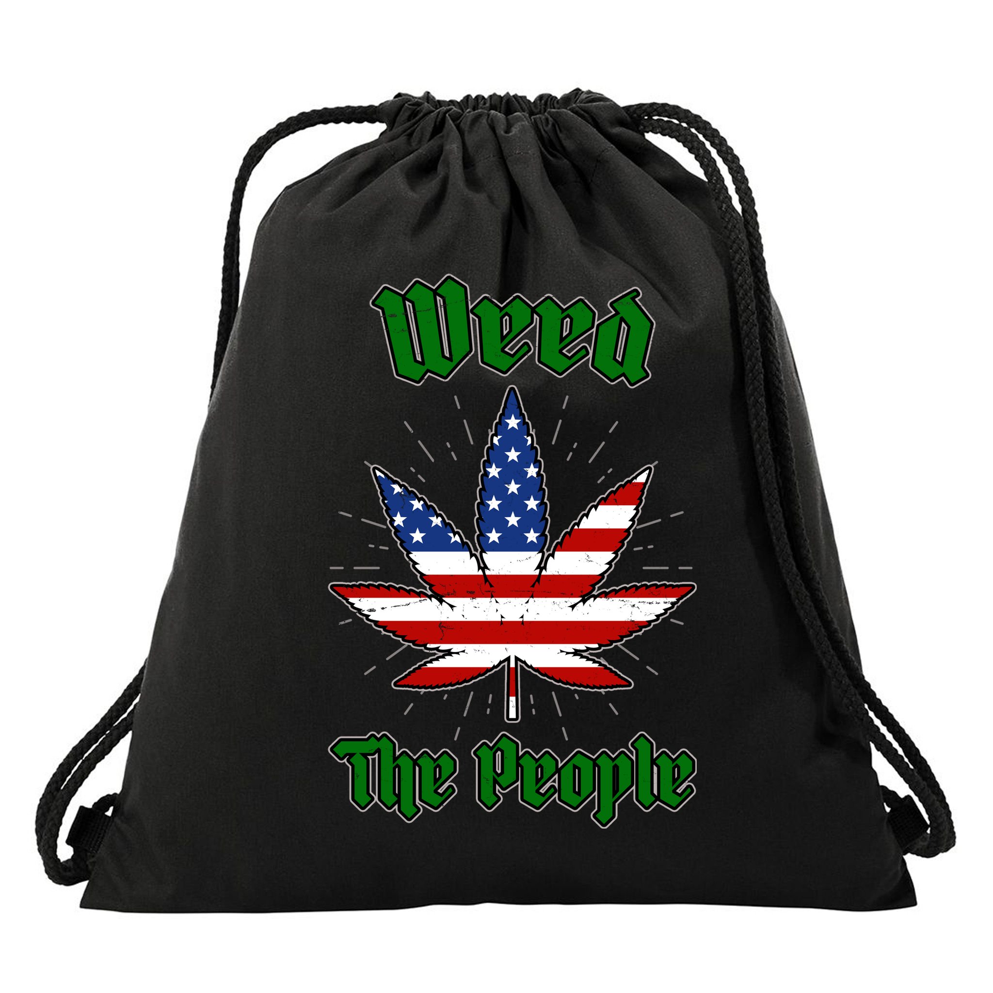 Weed The People Marijuana Usa Flag Funny Drawstring Bag