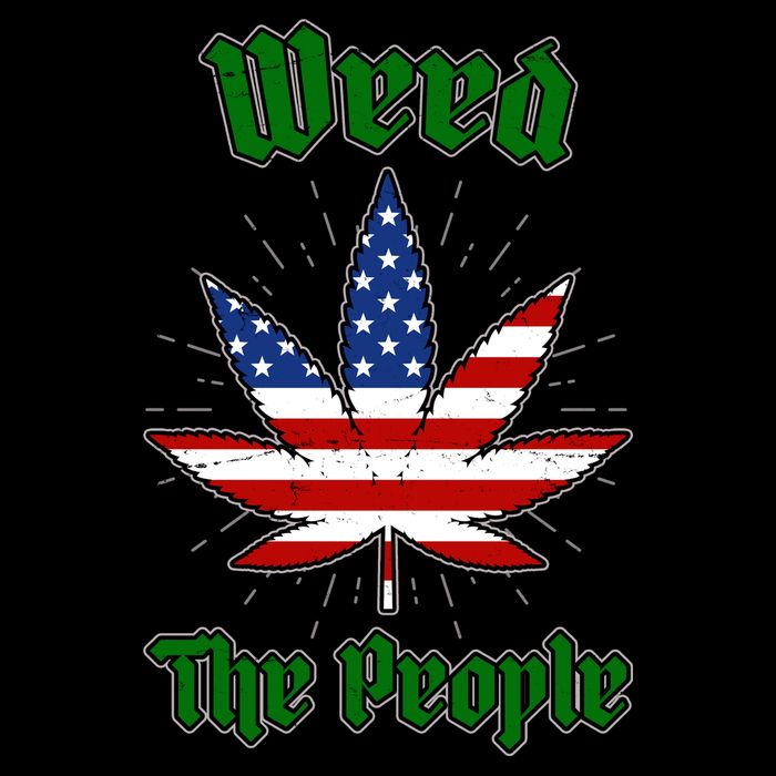 Weed The People Marijuana Usa Flag Funny Drawstring Bag