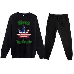 Weed The People Marijuana Usa Flag Funny Premium Crewneck Sweatsuit Set