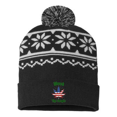 Weed The People Marijuana Usa Flag Funny USA-Made Snowflake Beanie