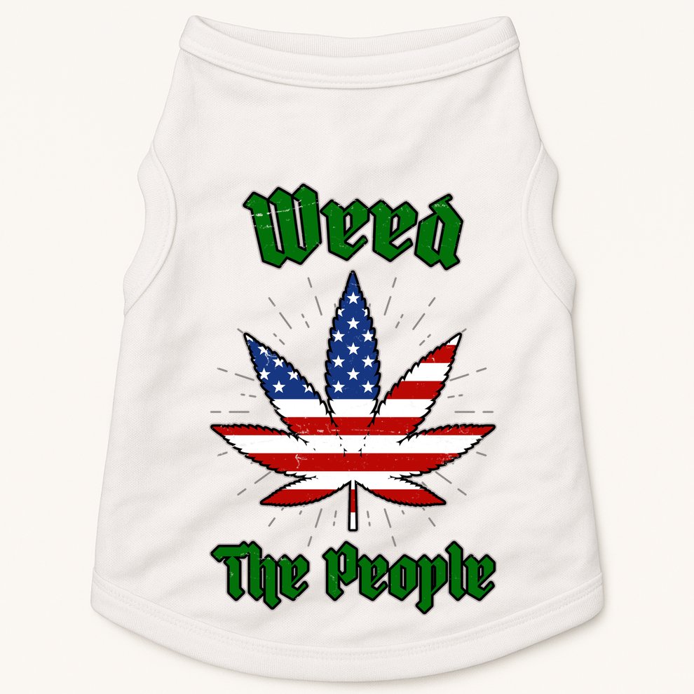 Weed The People Marijuana Usa Flag Funny Doggie Tank