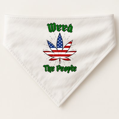 Weed The People Marijuana Usa Flag Funny USA-Made Doggie Bandana