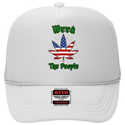 Weed The People Marijuana Usa Flag Funny High Crown Mesh Back Trucker Hat