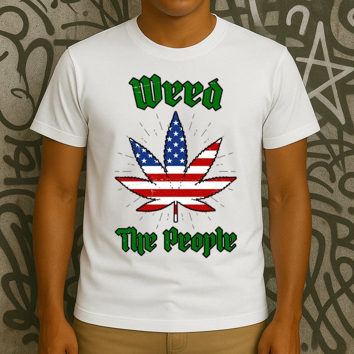 Weed The People Marijuana Usa Flag Funny T-Shirt