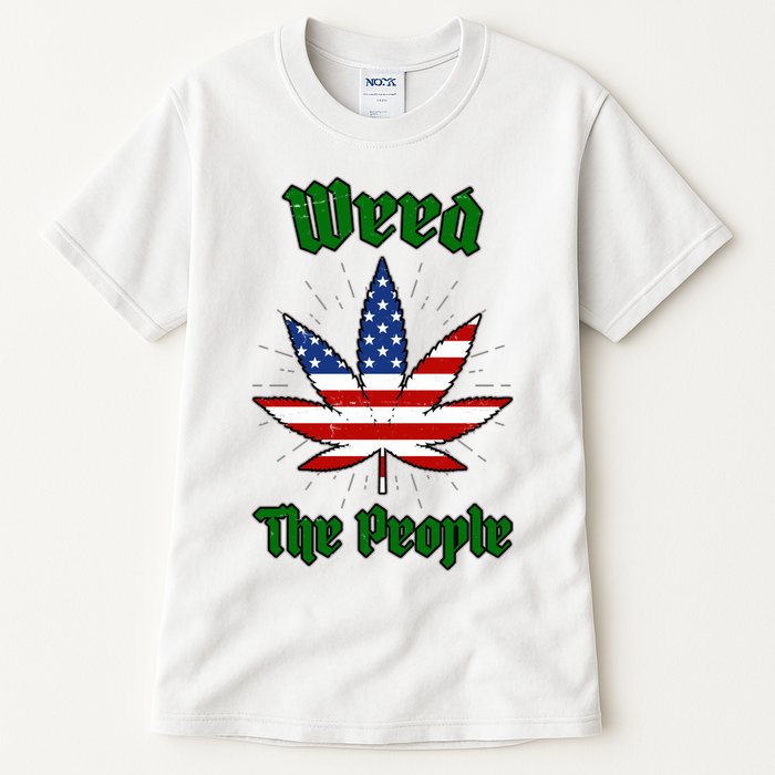 Weed The People Marijuana Usa Flag Funny Tall T-Shirt