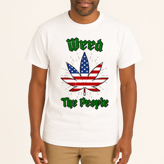 Weed The People Marijuana Usa Flag Funny Tall T-Shirt