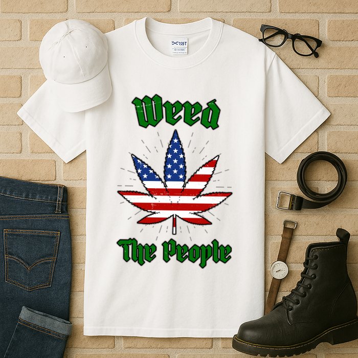 Weed The People Marijuana Usa Flag Funny Tall T-Shirt
