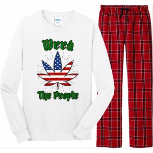 Weed The People Marijuana Usa Flag Funny Long Sleeve Pajama Set