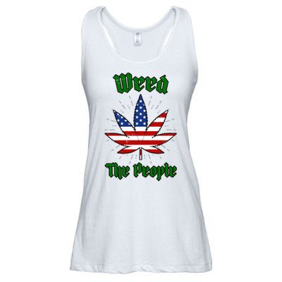 Weed The People Marijuana Usa Flag Funny Ladies Essential Flowy Tank
