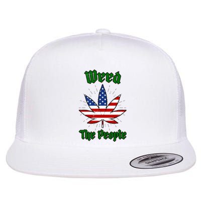 Weed The People Marijuana Usa Flag Funny Flat Bill Trucker Hat