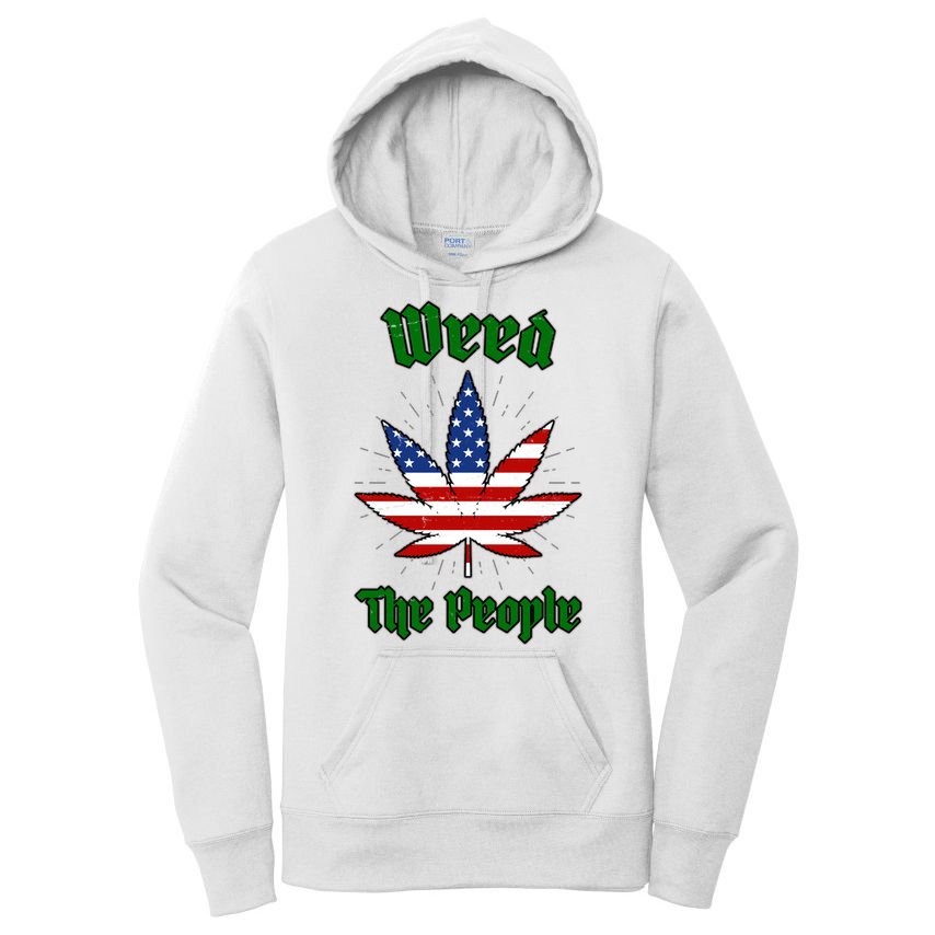 Weed The People Marijuana Usa Flag Funny Women's Pullover Hoodie