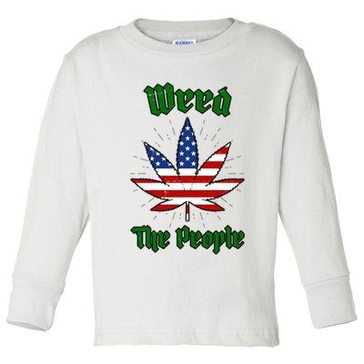 Weed The People Marijuana Usa Flag Funny Toddler Long Sleeve Shirt