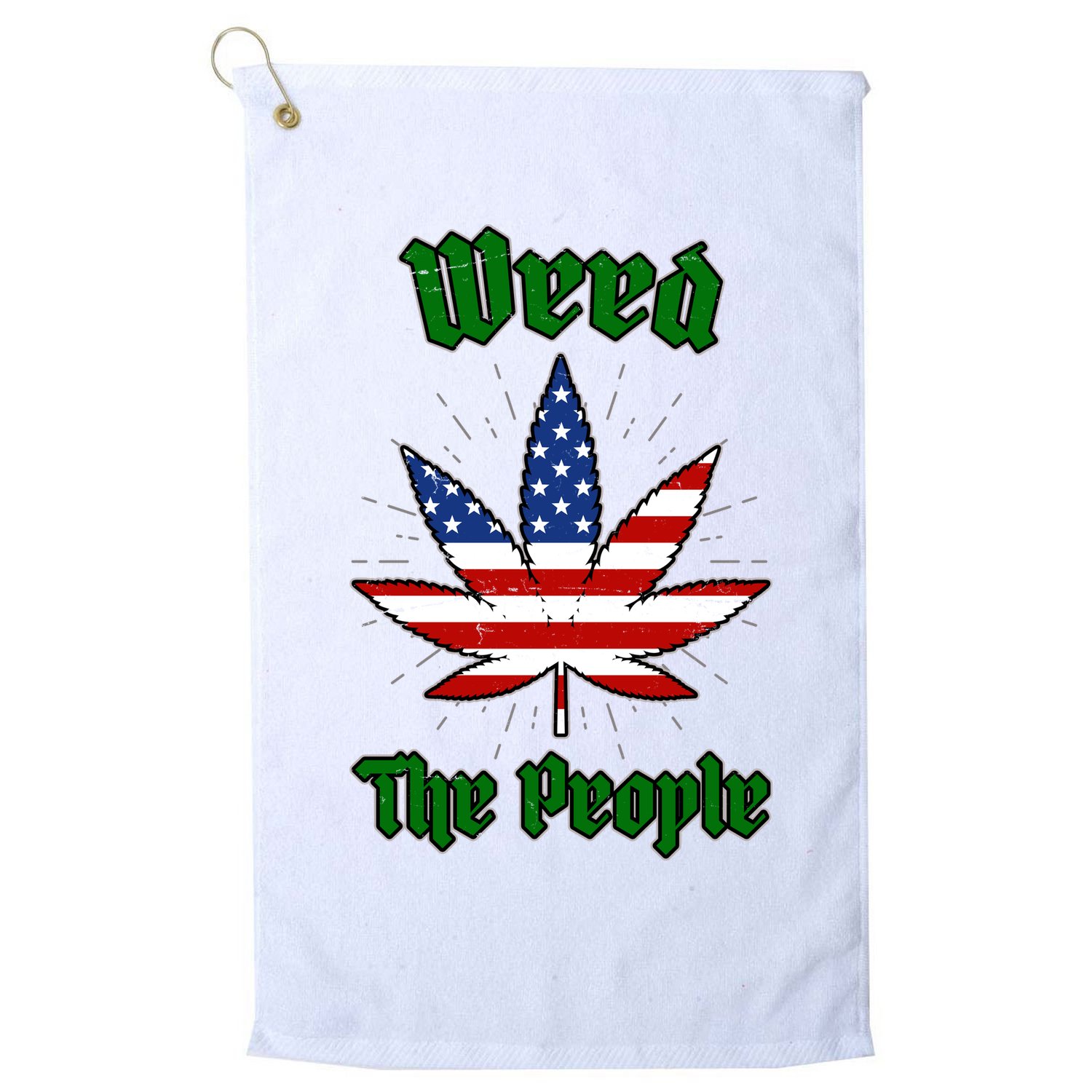 Weed The People Marijuana Usa Flag Funny Golf Towel