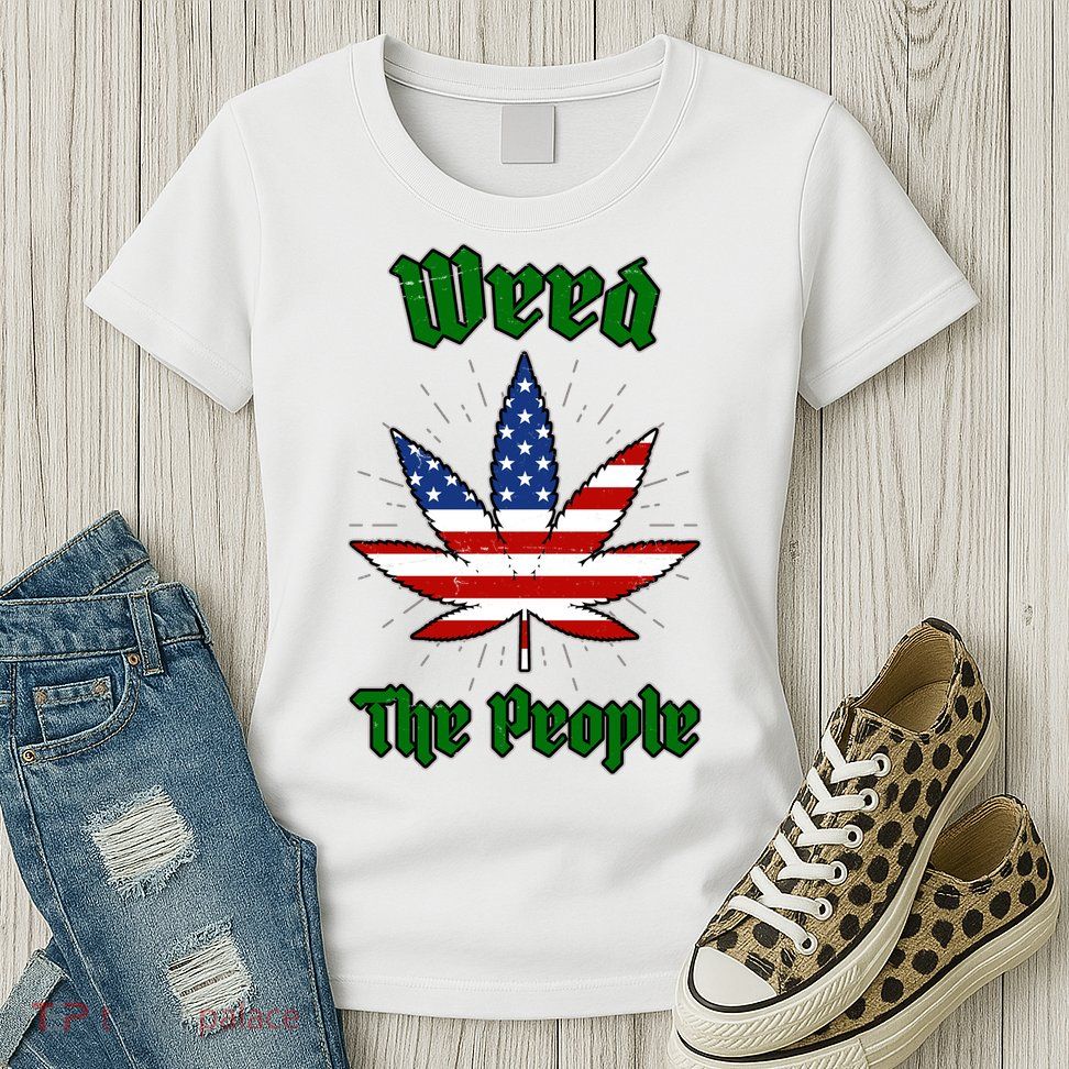 Weed The People Marijuana Usa Flag Funny Women's T-Shirt
