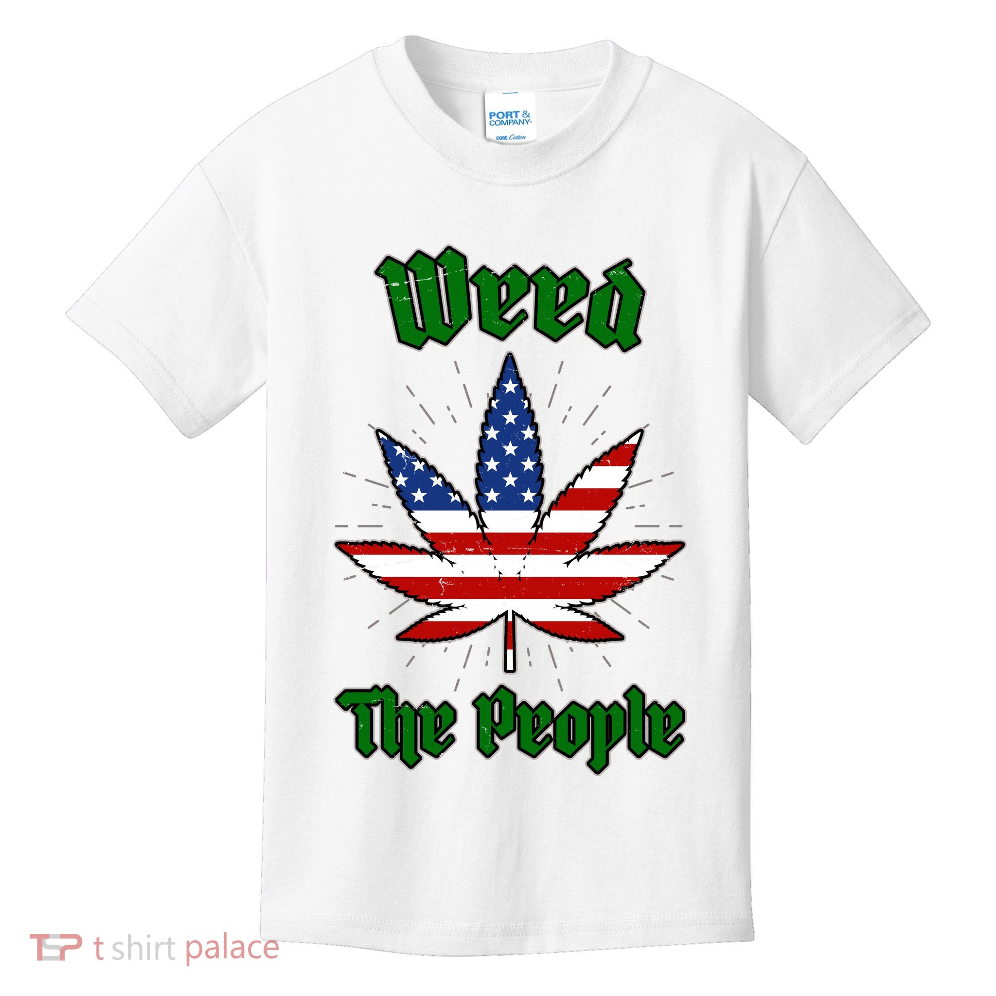 Weed The People Marijuana Usa Flag Funny Kids T-Shirt