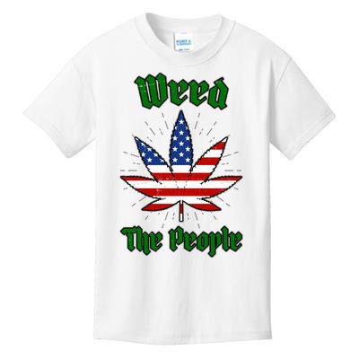 Weed The People Marijuana Usa Flag Funny Kids T-Shirt