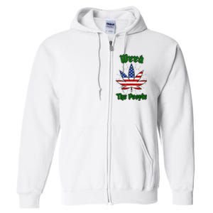 Weed The People Marijuana Usa Flag Funny Full Zip Hoodie