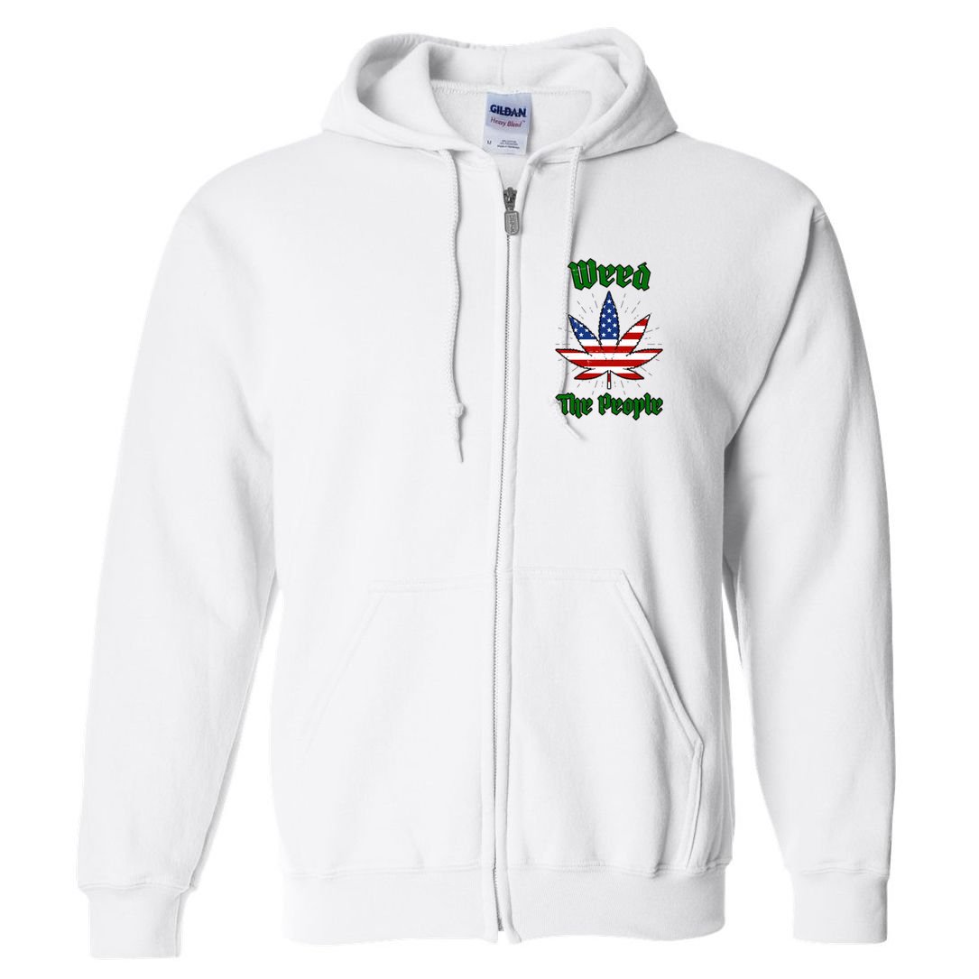 Weed The People Marijuana Usa Flag Funny Full Zip Hoodie