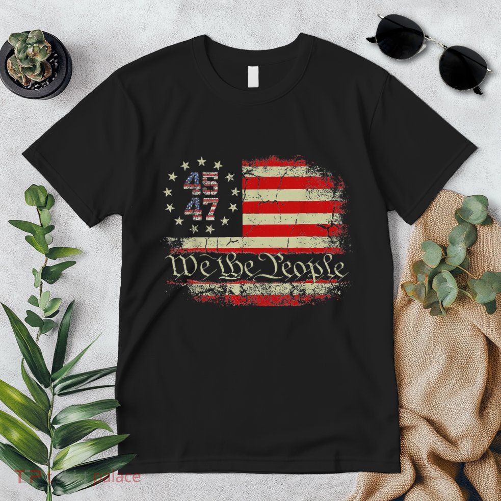 We The People Distressed Retro Flag 45 47 Trump Supporter Premium T-Shirt