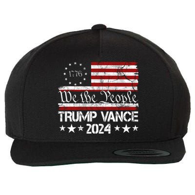 We The People Trump Vance 2024 Usa Vintage Flag Wool Snapback Cap