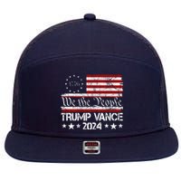 We The People Trump Vance 2024 Usa Vintage Flag 7 Panel Mesh Trucker Snapback Hat