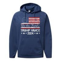 We The People Trump Vance 2024 Usa Vintage Flag Performance Fleece Hoodie