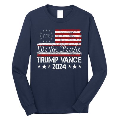 We The People Trump Vance 2024 Usa Vintage Flag Long Sleeve Shirt