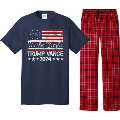 We The People Trump Vance 2024 Usa Vintage Flag Pajama Set