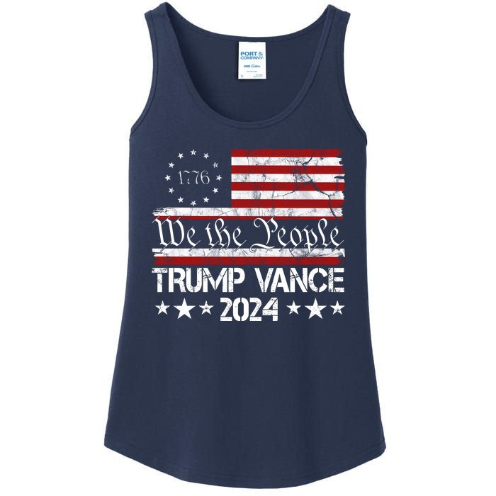 We The People Trump Vance 2024 Usa Vintage Flag Ladies Essential Tank