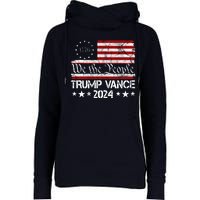 We The People Trump Vance 2024 Usa Vintage Flag Womens Funnel Neck Pullover Hood