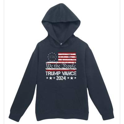 We The People Trump Vance 2024 Usa Vintage Flag Urban Pullover Hoodie