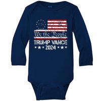 We The People Trump Vance 2024 Usa Vintage Flag Baby Long Sleeve Bodysuit