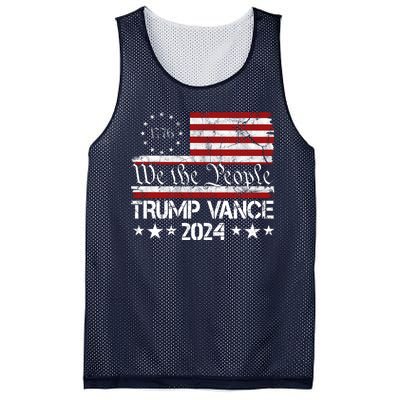 We The People Trump Vance 2024 Usa Vintage Flag Mesh Reversible Basketball Jersey Tank