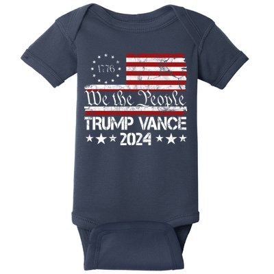 We The People Trump Vance 2024 Usa Vintage Flag Baby Bodysuit