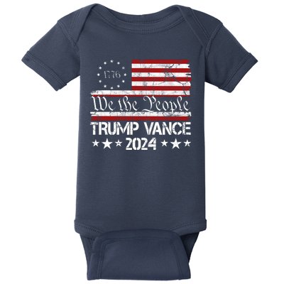 We The People Trump Vance 2024 Usa Vintage Flag Baby Bodysuit