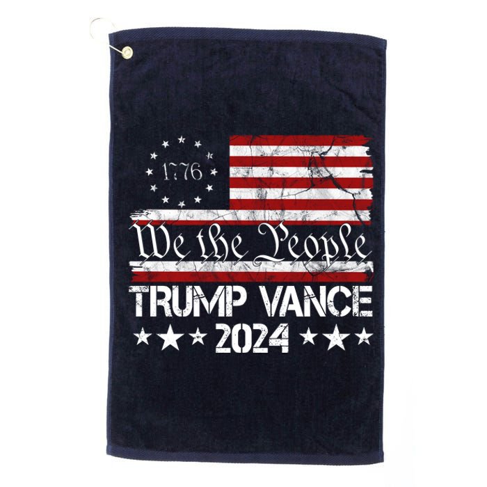 We The People Trump Vance 2024 Usa Vintage Flag Platinum Collection Golf Towel