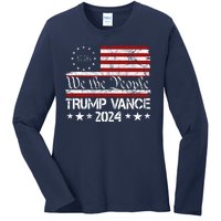 We The People Trump Vance 2024 Usa Vintage Flag Ladies Long Sleeve Shirt