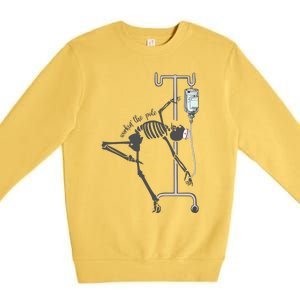 Working The Pole Funny Nurse Dancing Skeleton Halloween Cute Premium Crewneck Sweatshirt