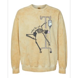 Working The Pole Funny Nurse Dancing Skeleton Halloween Cute Colorblast Crewneck Sweatshirt