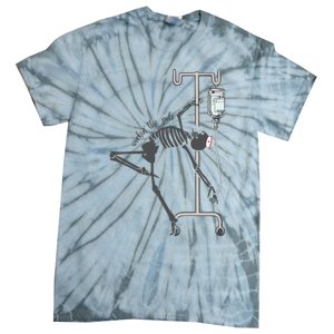 Working The Pole Funny Nurse Dancing Skeleton Halloween Cute Tie-Dye T-Shirt