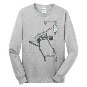 Working The Pole Funny Nurse Dancing Skeleton Halloween Cute Tall Long Sleeve T-Shirt