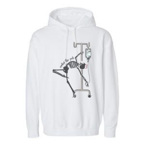 Working The Pole Funny Nurse Dancing Skeleton Halloween Cute Garment-Dyed Fleece Hoodie