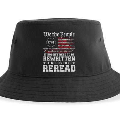 We The People Constitution Needs To Reread Usa Flag July 4th Sustainable Bucket Hat