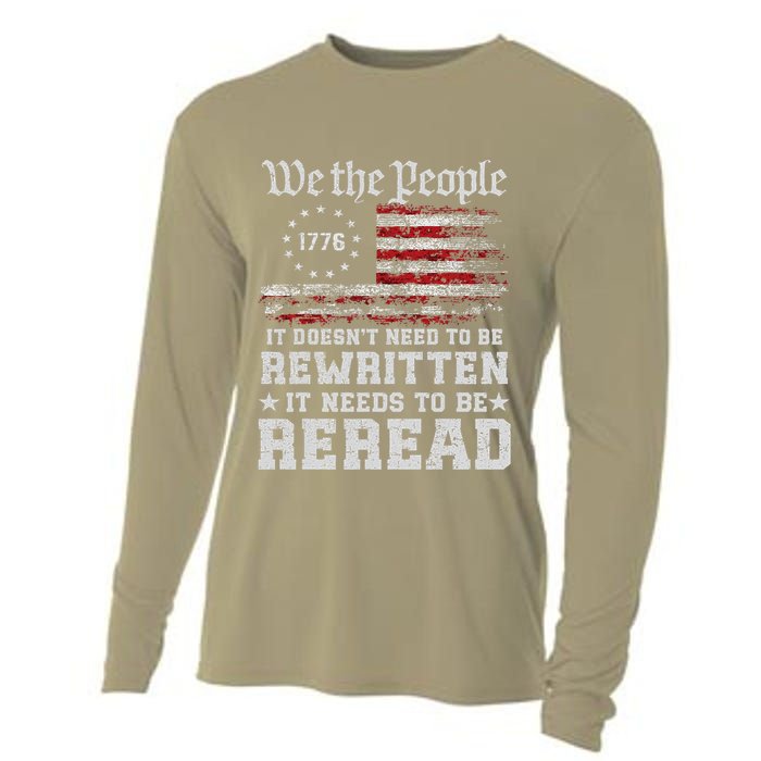 We The People Constitution Needs To Reread Usa Flag July 4th Cooling Performance Long Sleeve Crew