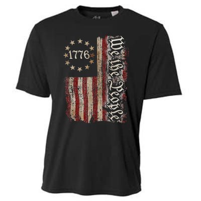 We The People American History 1776 Vintage American Flag Cooling Performance Crew T-Shirt