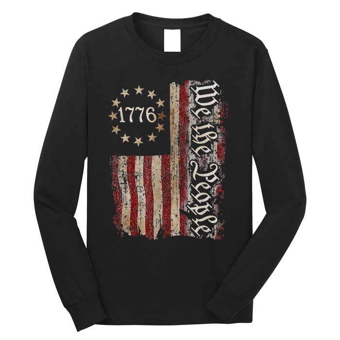 We The People American History 1776 Vintage American Flag Long Sleeve Shirt