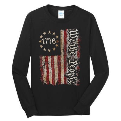 We The People American History 1776 Vintage American Flag Tall Long Sleeve T-Shirt